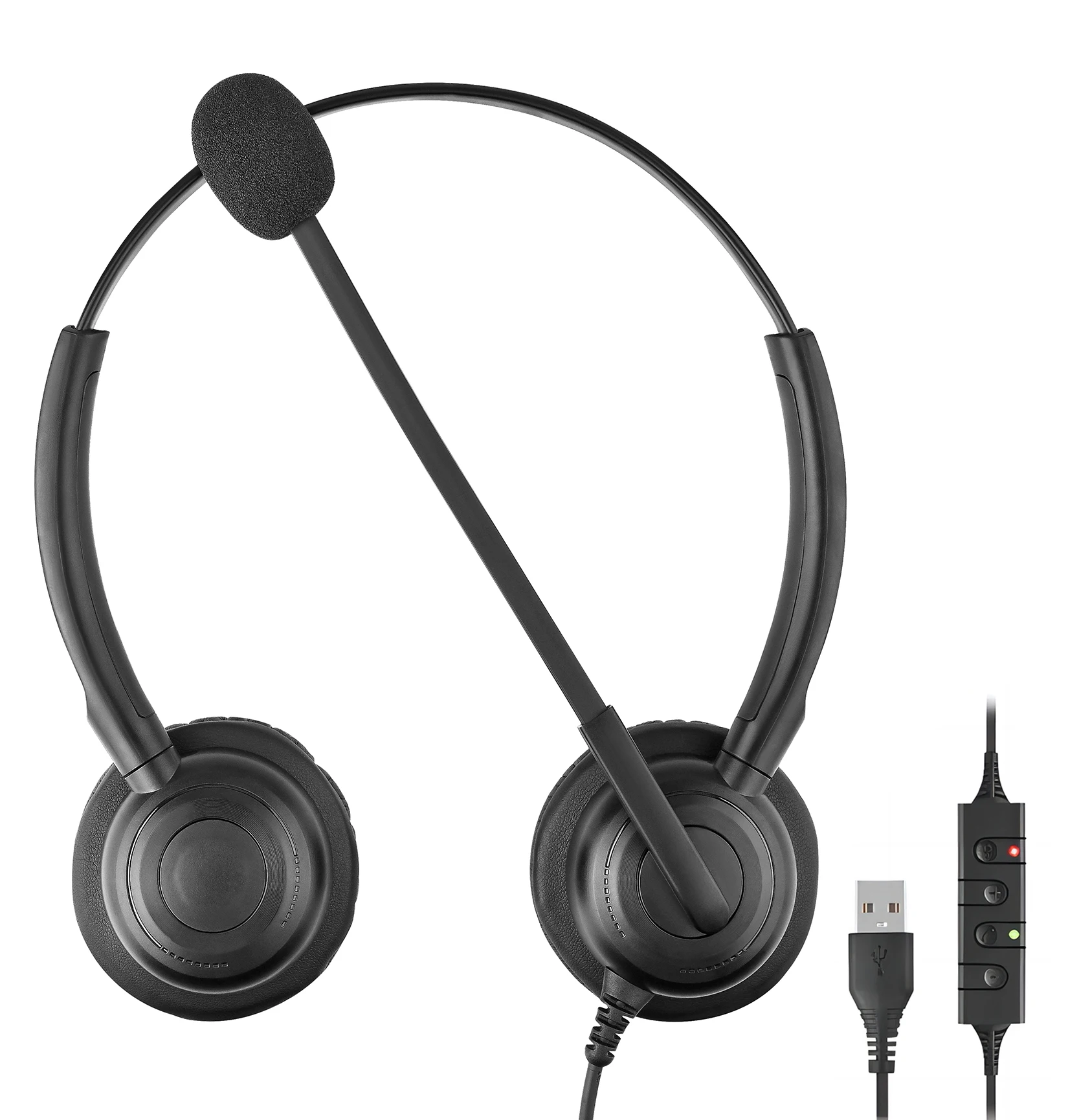 Factory Low Price Wired Call Center Conference Headset USB