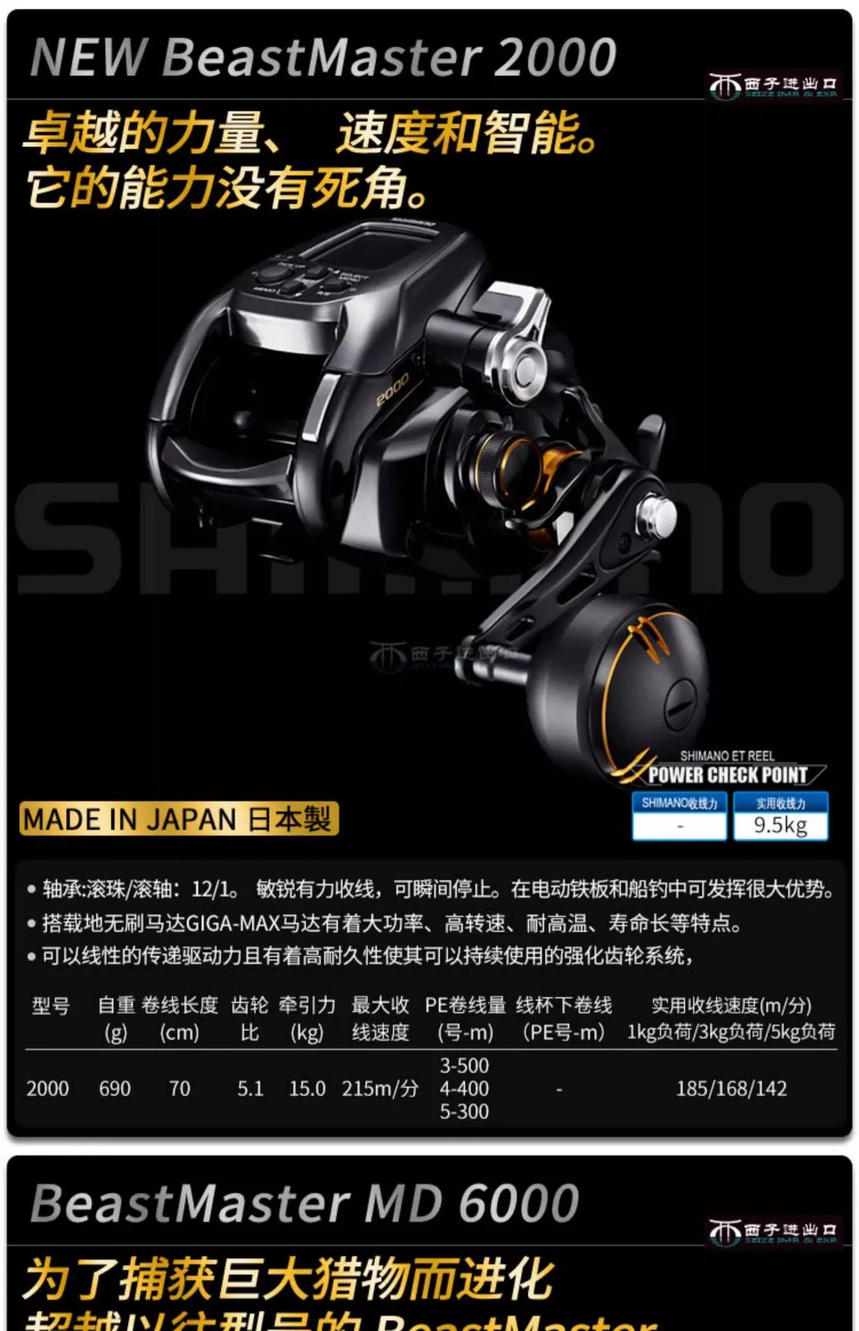 Beastmaster 6000 Beastmaster MD3000 & 6000 Electric Count Baitcasting Reels