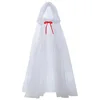 White cloak with red rope and no fur