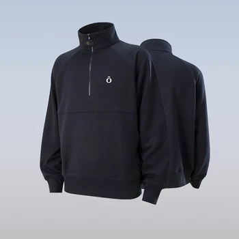 Manufacturer Wholesale Outstanding Quality Fast dry Korean Hoodie 340Grams Print Pattern Hoodie Mens Half High Collar Sweatshirt