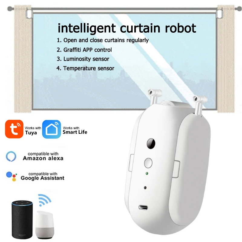 Smart Wi-Fi Curtain Opener Motor Robot Remote Control Tuya Smart Life Alexa