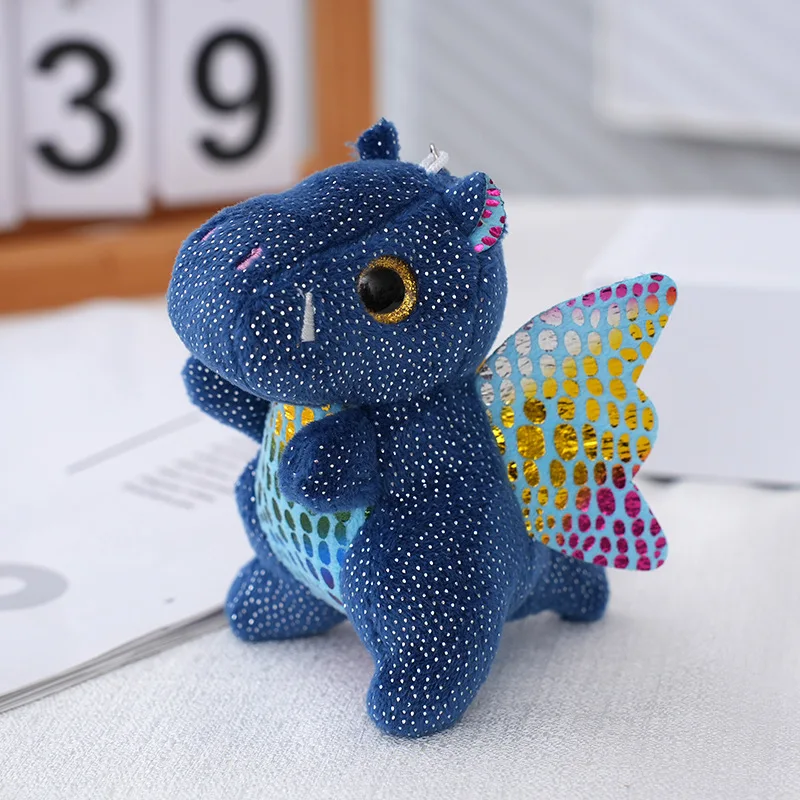 Flying Wings Sequin Mini Dinosaur Plushie Keychain Kawaii Big Eyes