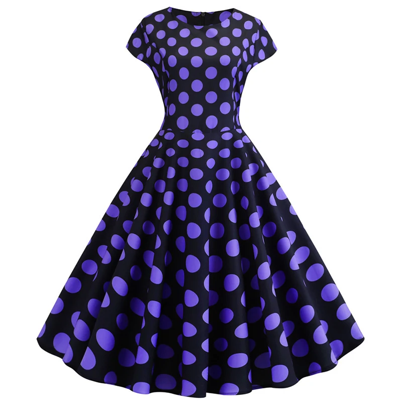 purple polka dot dress womens Classic Polka Dot Pattern_White Medium Purple Chic Purple Polka Dots A-Line Dress by mimi688