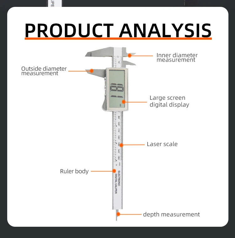 Solar Plastic Caliper Electronic Digital Display 0150mm Mini Caliper