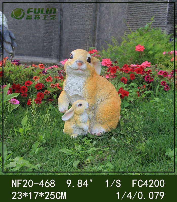 Statue De Jardin Lapin - Figurine Résine Résistante Aux Intempéries 16x14.5x26 Cm - Décoration Extérieure Rétro - Pour Pelouse, Terrasse, Balcon