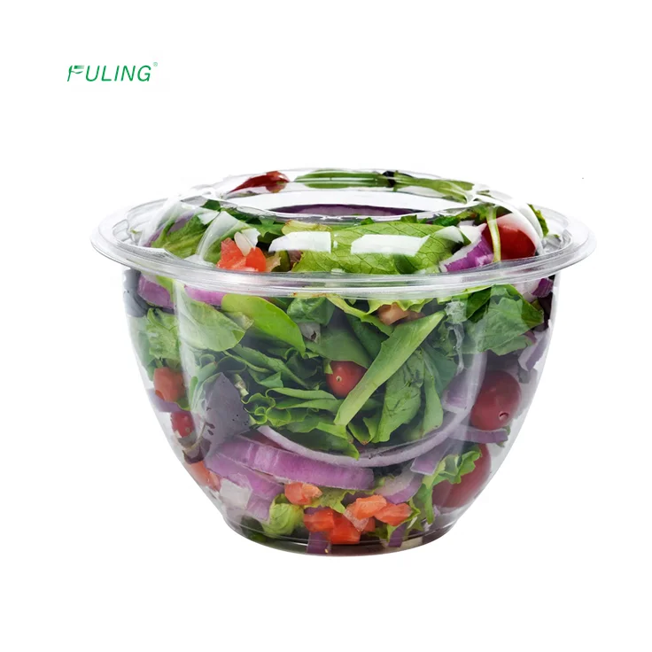 18oz Crystal Clear Disposable Salad Bowls with Lids Lunch To Go Containers  100pc