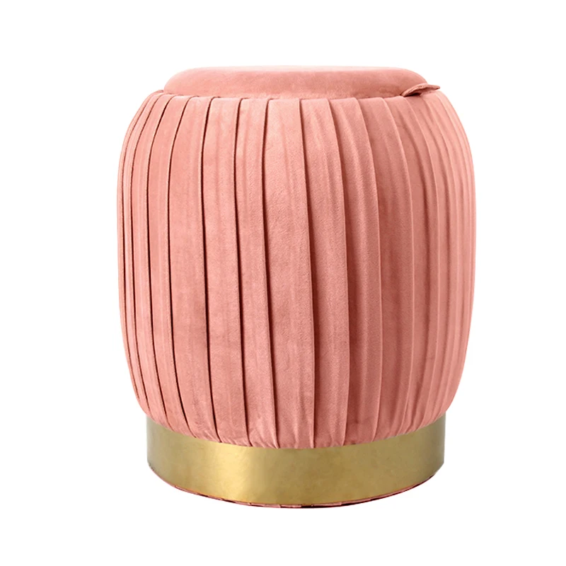 Customize 2020 Hot Sale Furniture Storage Stool Round Pouffe Velvet Ottoman Seat Coffee Stool with Storage