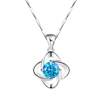 Drop Shipping Popular 925 Silver Jewelry Fashion Wild Female Pendant Inlaid Blue Zircon Luxury Sterling Silver Pendant