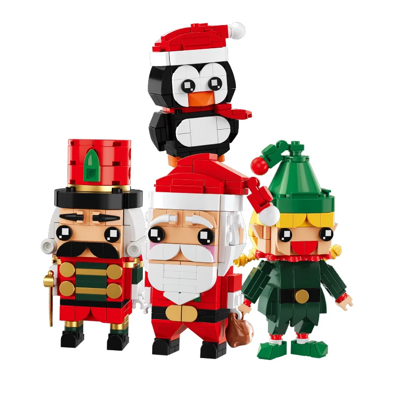 8037 Christmas Brick Head Figure Square Head Figure Santa Claus Elf MOC Building Block Set DIY Educational toys for kids CAYI