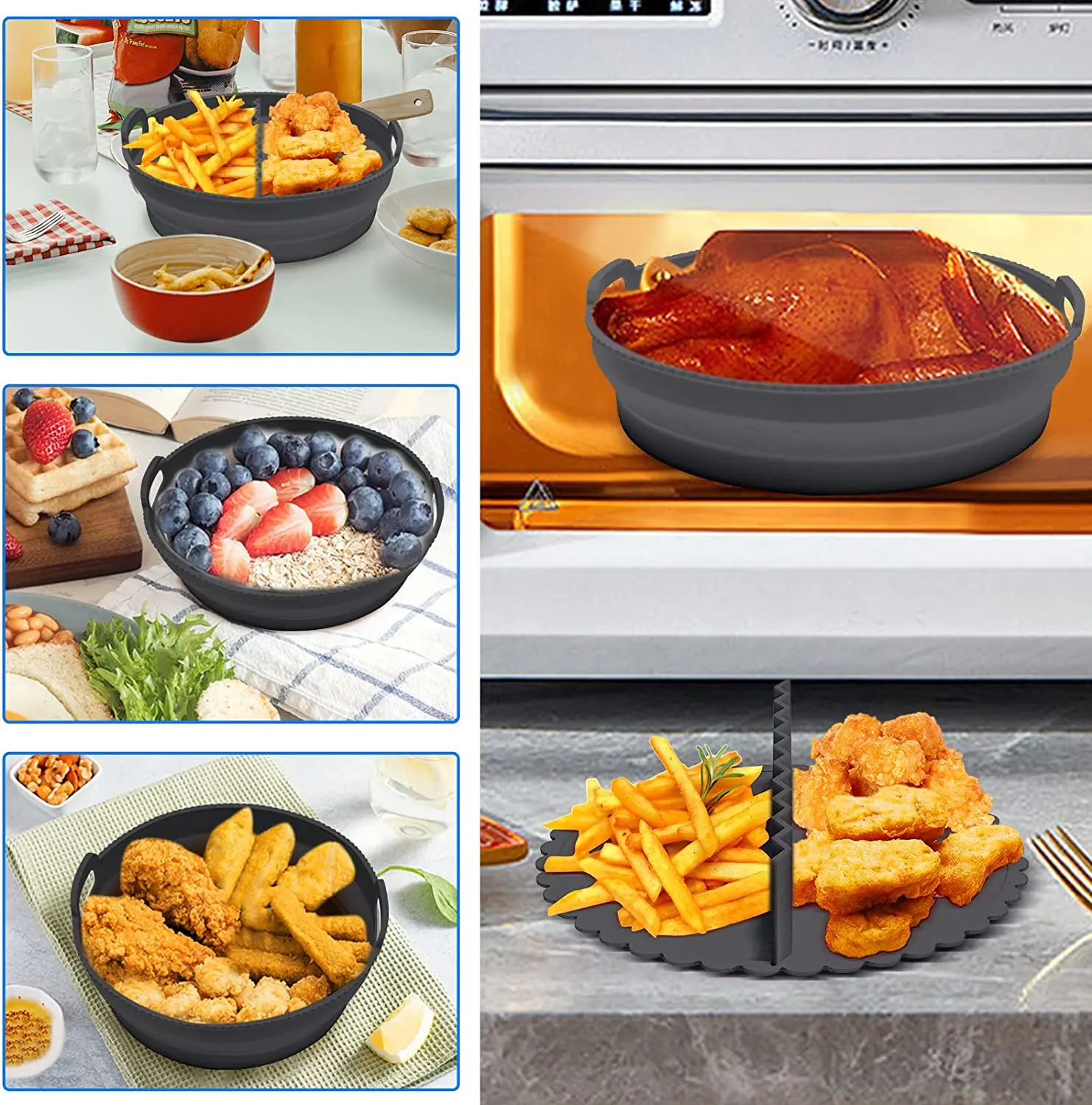 Air Fryer Silicone Liners With Divider Bigger Air Fryers,Non Stick ...