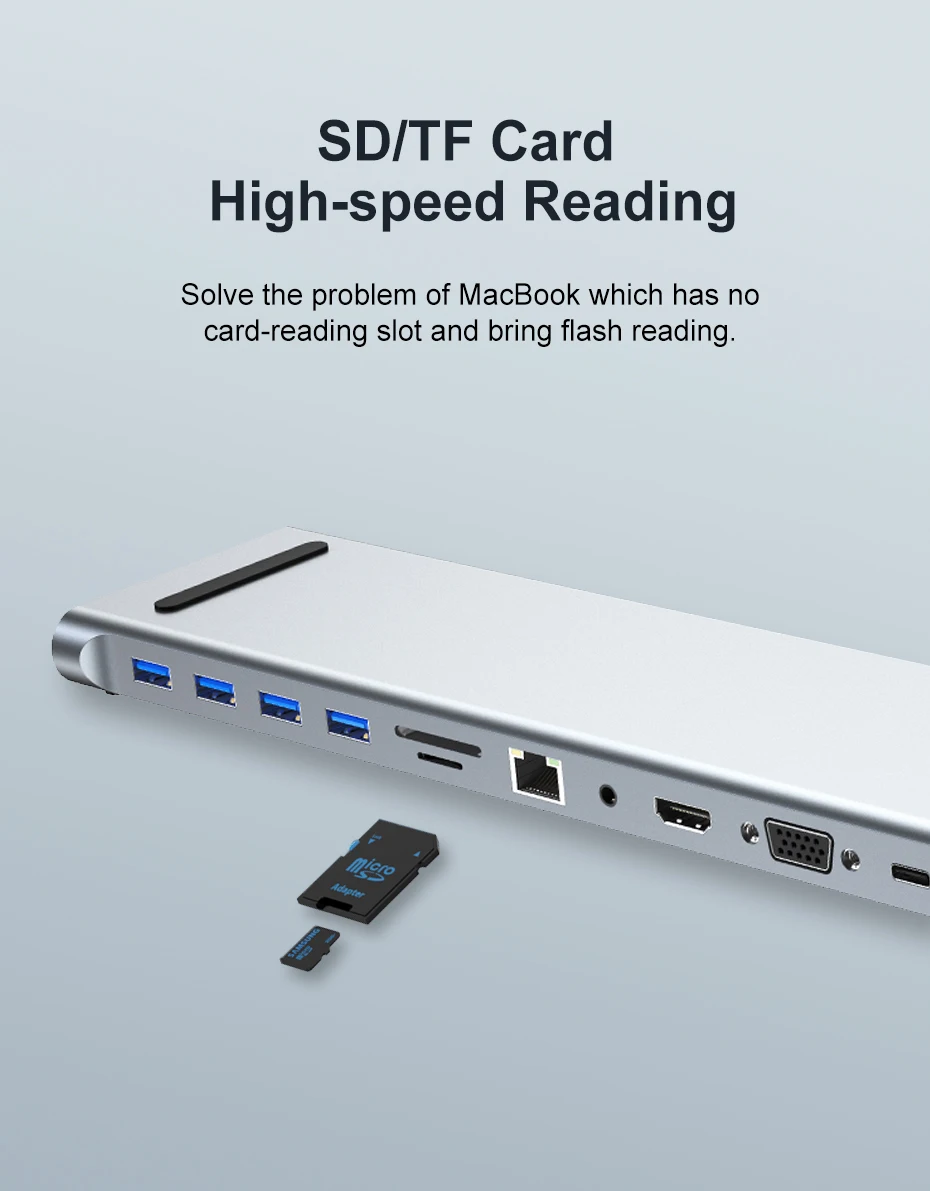 If you are searching for a supplier of a product with perfect quality control and highly competitive prices, which gives you an advantage in expanding your local market, then contact us now!  Competitive suppliers of  11 Ports USB C Docking With RJ45 Ethernet PD 100W HD 4K USB3.0 TF SD Card Reader VGA Multi Ports 11 in 1 Type C HUB