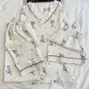 H3506 Oso Mariposa Blanco [Conjunto de tres piezas con cuello en V]
