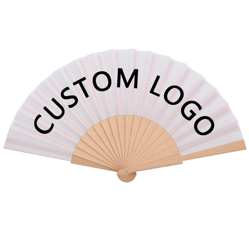 New Wholesale High Quality Wooden Fan Custom Printed Logo Folding Hand Fan Wedding Bamboo Hand Held Fan