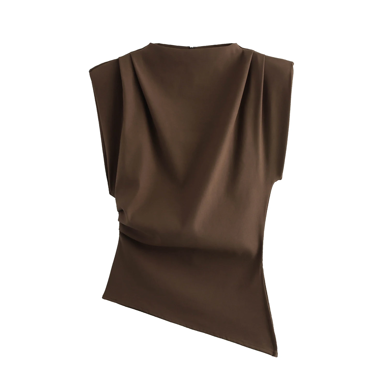 3 Colorway Crew Neck Sleeveless Asymmetrical Design Casual Fashion Tops Shirts Blouse for Women
