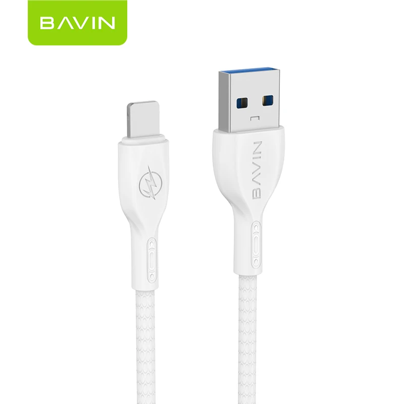 Bavin Chargeur De voiture 2 Usb 2.4A + Cable Usb To IPHONE - Blanc