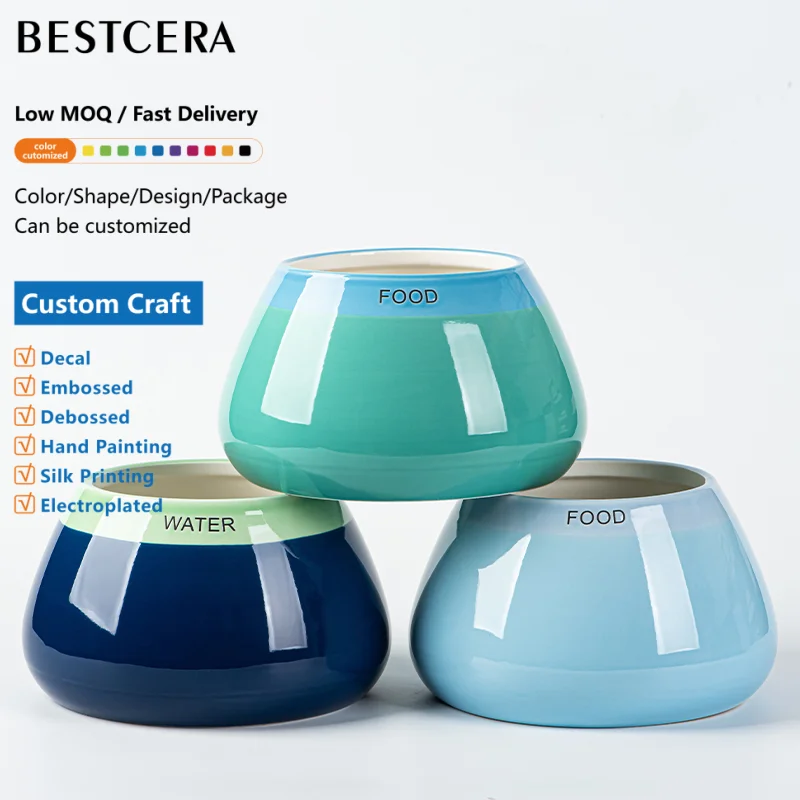 BESTCERA Factory New Customized Direct Sales  Pet Bowl  Ceramic Dog Bowl for Long Eared Dogs