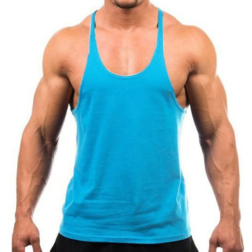Sublimation Blank Print Logo Adult Singlets Sleeveless Shirts Gym Vest Wholesale Basic Muscle Fitted Y Back Tank Tops for Men