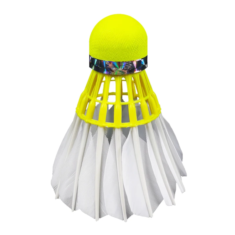 White and Yellow Goose Feather Badminton Sport Shuttlecocks 3Pcs 6Pcs 12Pcs/Tube with High Stability and Durability