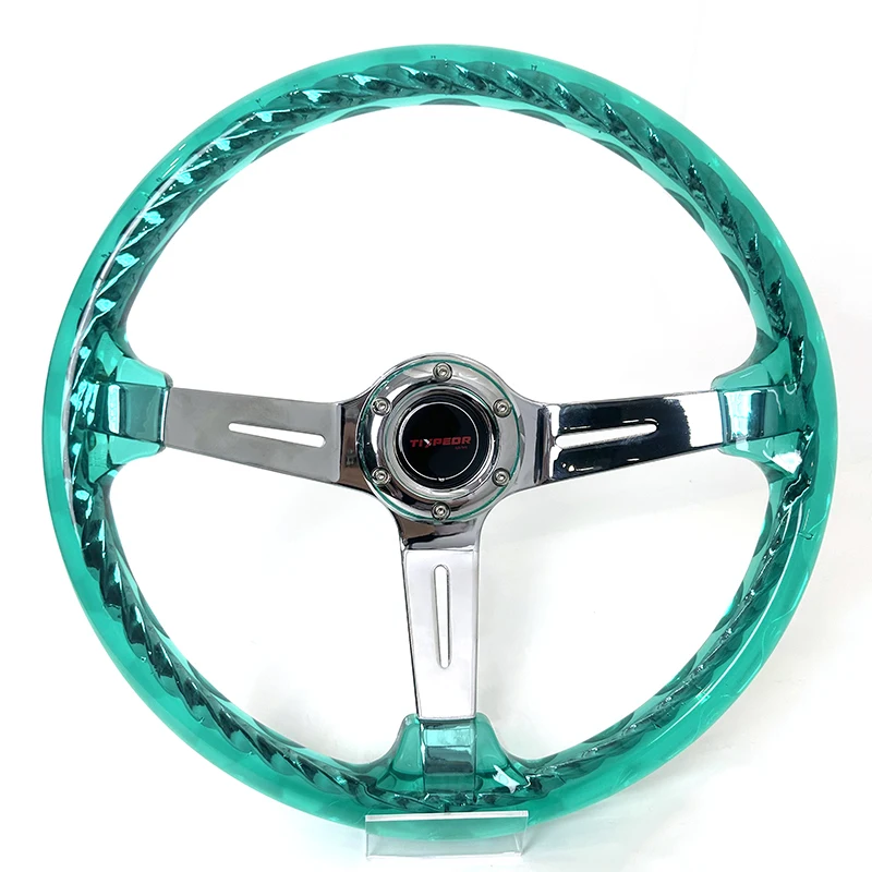 350mm Hitman Twist Crystal Acrylic Steering Wheel - Transparent