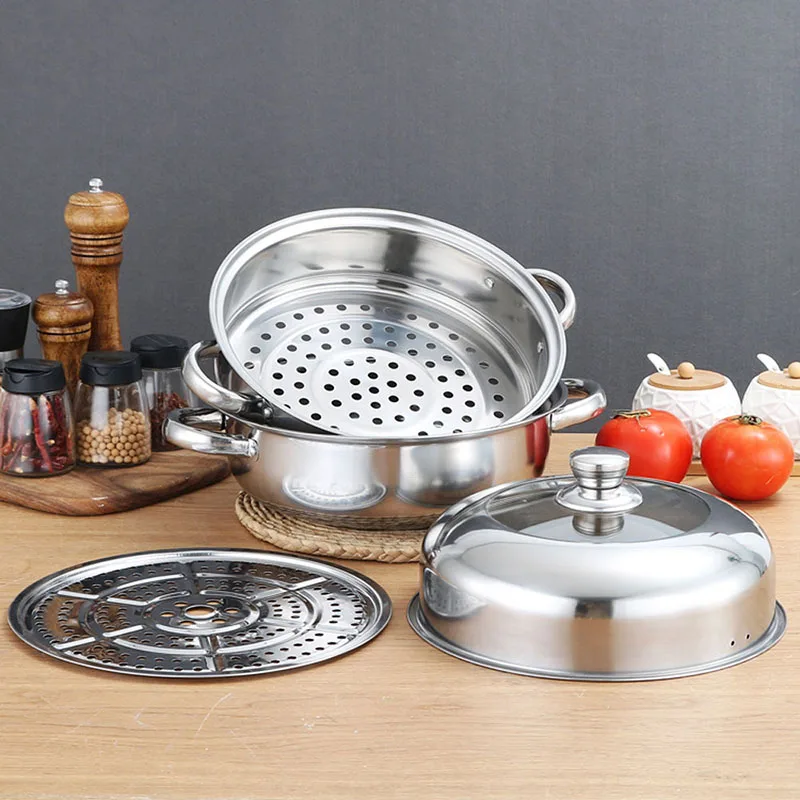 Stainless Steel Steamer Pot Soup Pot Steamer Basket Double Boiler