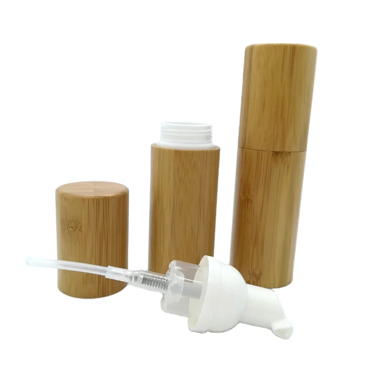 RTS 50ml 100ml  Shampoo Bottles Eco Friendly Bamboo Wrapped Foam Bottles Cosmetic Inner Plastic Bottle with Pump