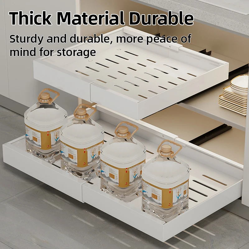 New Design Under Sink Pantry Shelf Extendable Sliding Kitchen Storage Basket Sliding Pull Out Cabinet