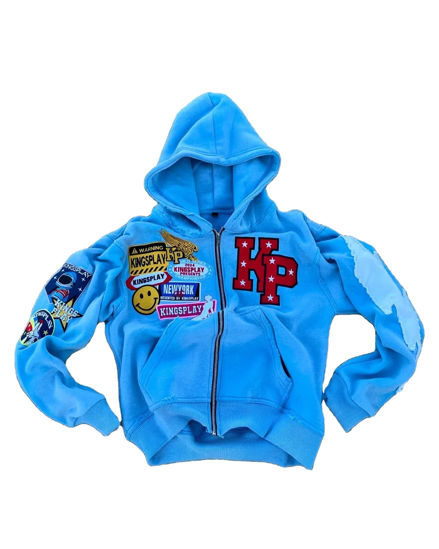 Custom Hoddies Manufacturer Heavy Vintage 500GSM Thick Boxy Fit Chenille Embroidery Sun Faded Zip up Acid Wash Hoodie for Men gallery 3