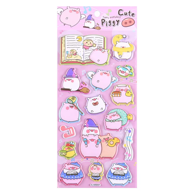 
 Пользовательская печать, недорогой декор для блокнота, высечка, 3d мультфильм, Eva пена, пышная наклейка для детей  