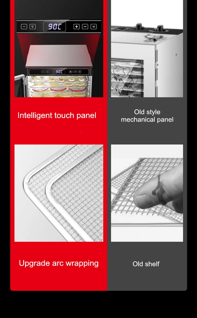 Description Picture 5 of item16 Layer Food Dehydrator Dried Fruit Machine Double Fan Visualizati 304 Stainless Steel Intelligent Touch Household Commercial