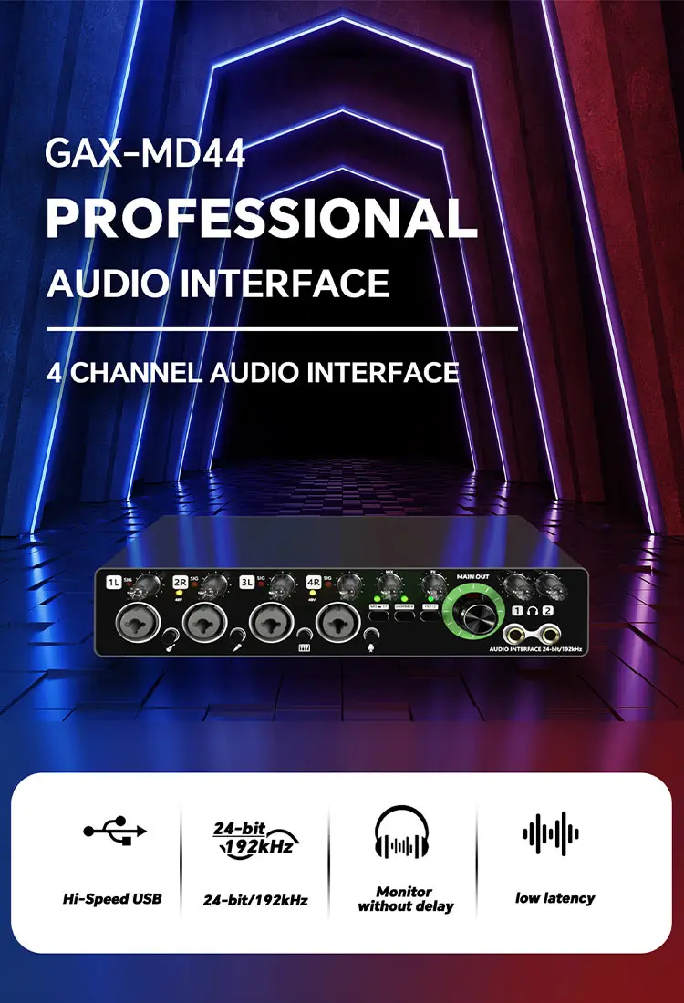 Md44 Professional Usb Sound Card 24bit 192khz Audio Interface For