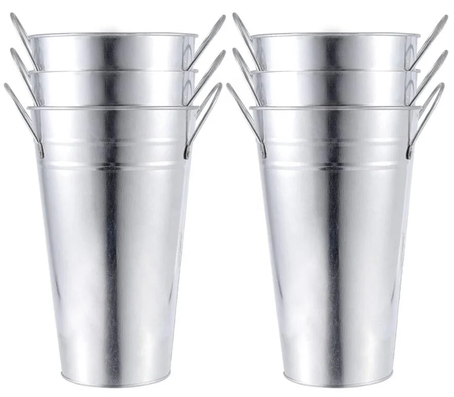 Искусственные растения, украшение для дома, металлическая ваза, Конструкция Ведра, оцинкованные цветы, ведро