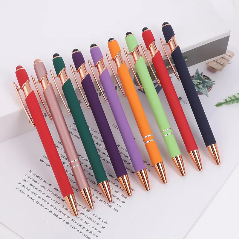 OEM Promotional Custom Ballpoint Pens Novelty Touch Metal Aluminium Logo  Printed Ball Pens Advertising Ballpen