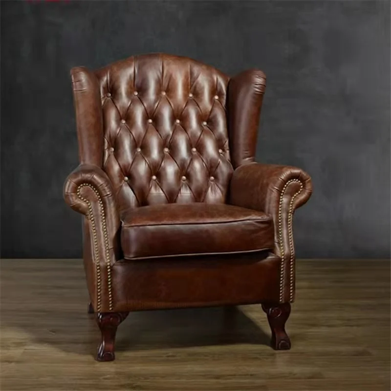 Vintage Tufted Leather Club Chair For Living Room - Odm | Wholesale