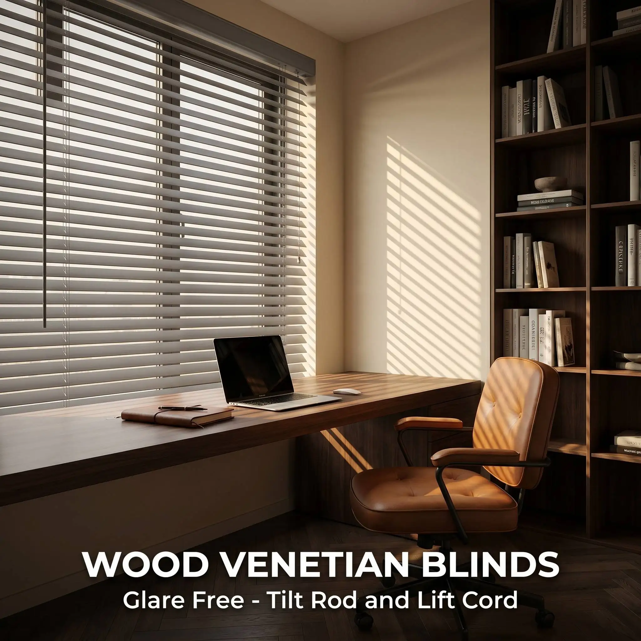 Paulownia Wood Venetian Blinds 50mm Painted Color D Shape Headrail Tilt Rod Lift Cord Custom Width Height OEM