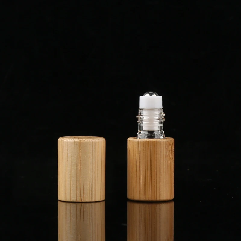 3ml 5ml 10ml Custom Bamboo Container Empty Essential Oils Roller Bottles Perfume Oil Roll on Glass Bottles With Roller Ball