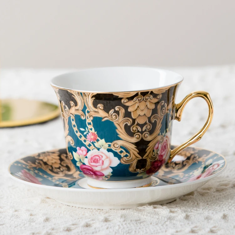 Paris style Classical Tea cup and Saucer Set Bone china 