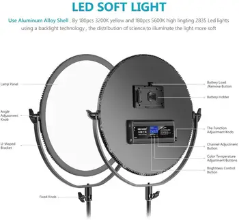 Neewer 10.6-Inch Round LED Video Light Panel with Remote, Ultra Thin Dimmable LED Soft Light for YouTube Live Stream ZoomMeeting detail image