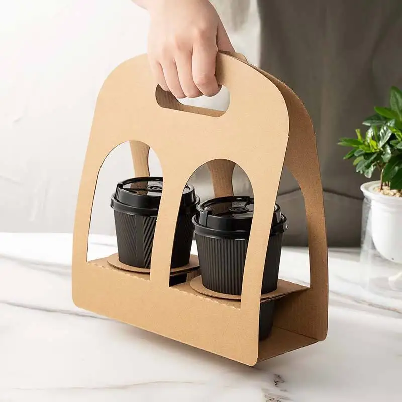 Biodegradable Takeaway Cup Carrier To Go Disposable Paper Cup Carrier
