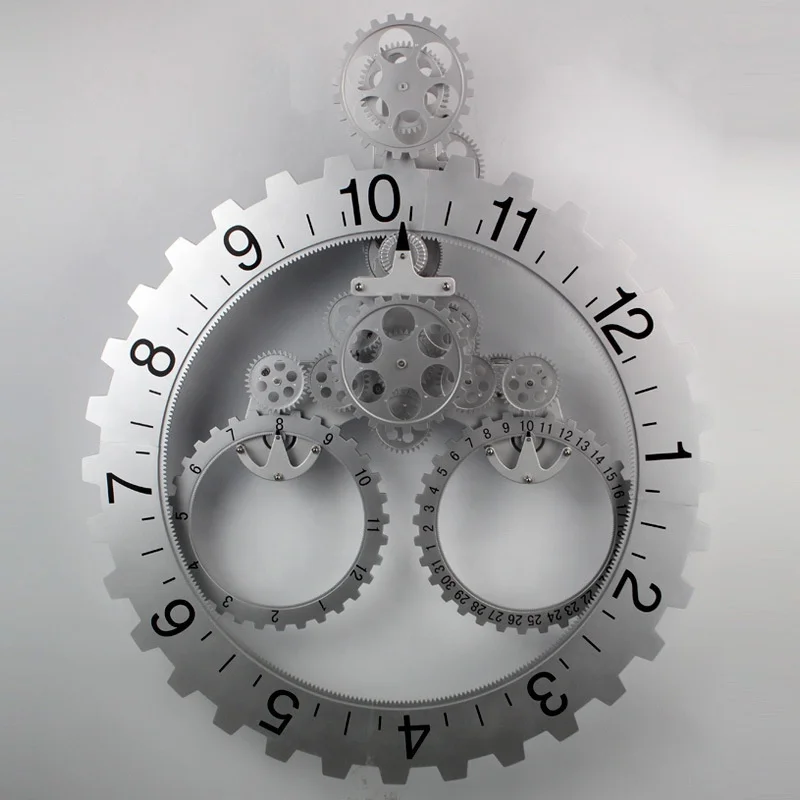 Popular European Style Classical Creative Mechanical Wall Watch Automatic Rotating Gear Calendar Wall Clocks