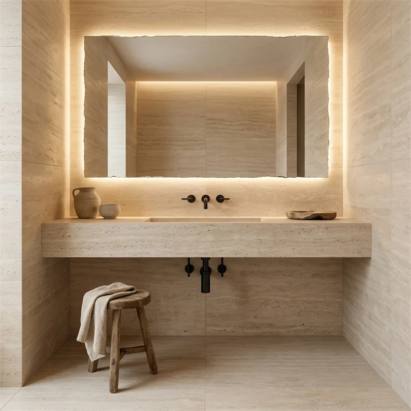 PAIA Stone Handcrafted White Travertine Tiles-Premium Eco-Friendly Durable Floor Wall Tiles for Modern Bedrooms Exterior