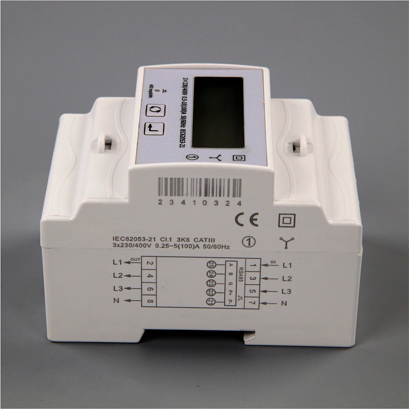 Modbus Rs485 100a Three Phase Energy Meter Electric Meter Power Meter