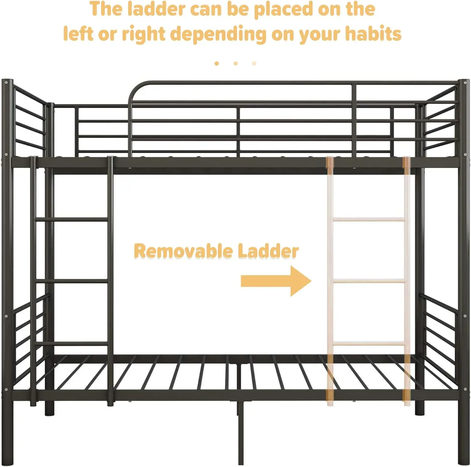 Frame Bed with Staircase 2 Floor Metal Steel Hostel Bunk Two Tiered Iron Loft Bedroom Metal Student Adult Black Storage OEM 200