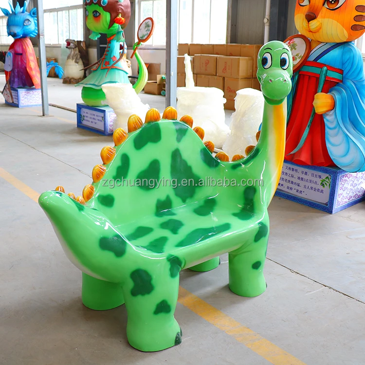 Jurassic Dinosaur Park Decorations Realistic Cartoon Fiberglass Dinosaur Shape Chair Dinosaur