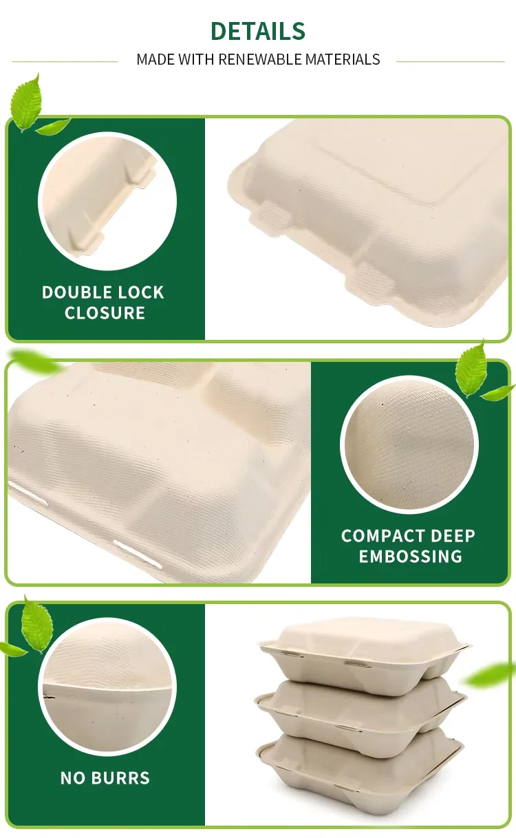 Sugarcane Bagasse Pulp 100% Biodegradable Disposable Take Away Food ...