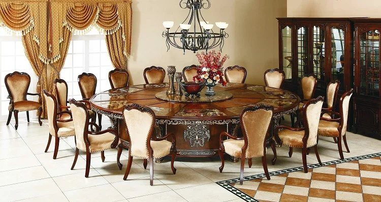 Wooden Classic Round Super Big Dinner Table of 16 14 Seat for Dining ...