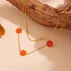 L505 golden orange shell double layer necklace