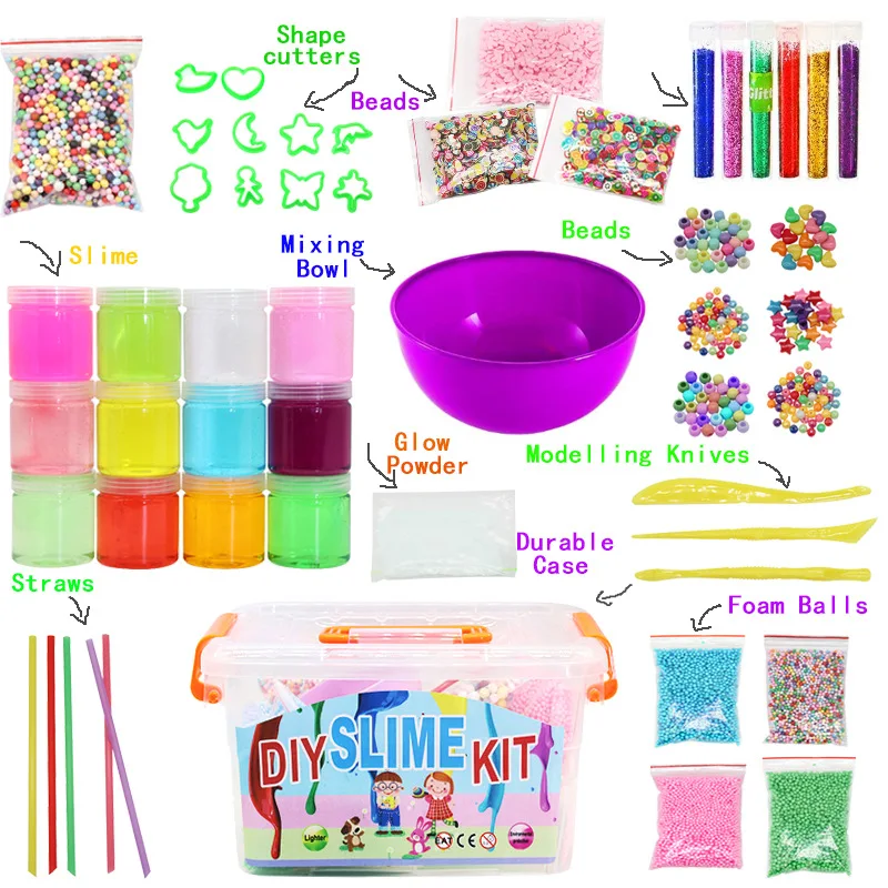 Educational Activator Crystal Clear Cream Set Slime Kit Putty Making Kits DIY Charms Toys Slime Kit for Kids