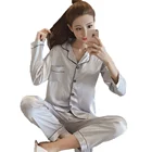 Set Sleepwear Set Woman Sleepwear 2020 Hot Selling Long Sleeve Silk Pajamas Set 2 Piece Set Women Sleepwear