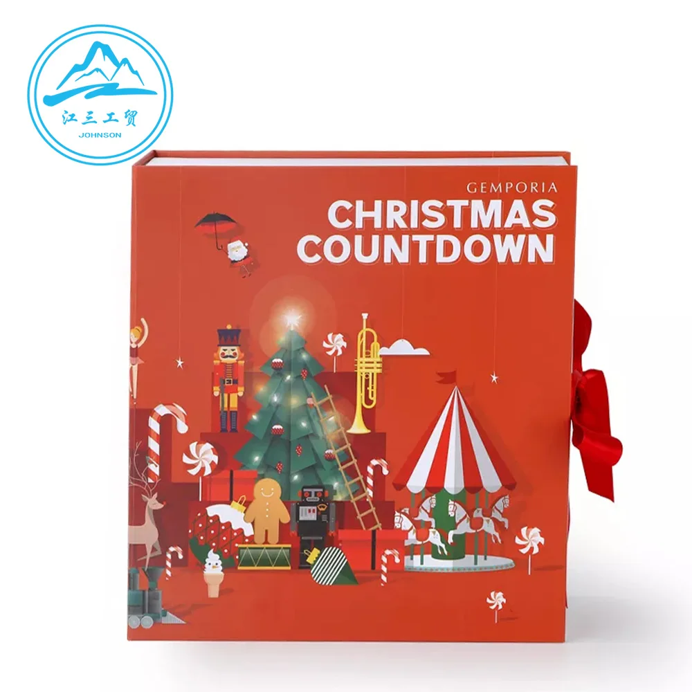 Custom Advent Calendar Empty Luxury Cardboard Paper Gift Beauty Cosmetic Packaging Countdown Christmas Advent Calendar Box