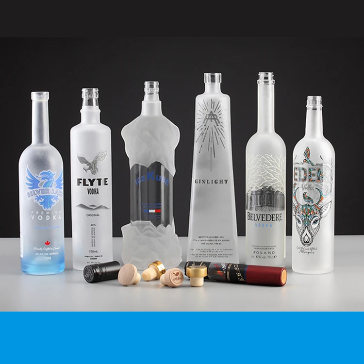Fancy Clear Flint Vodka Whisky Wine Spirit Glass Bottle for Whiskey Custom logo Round Shape750ml Glass Liquor Bottles Wholesale